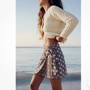 NWT Zara Printed Wrap Mini Skirt L Multicolored